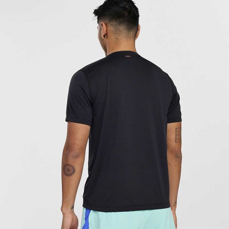 Men's Saucony Stopwatch Short Sleeve T Shirts Black | ZHFLATX-07