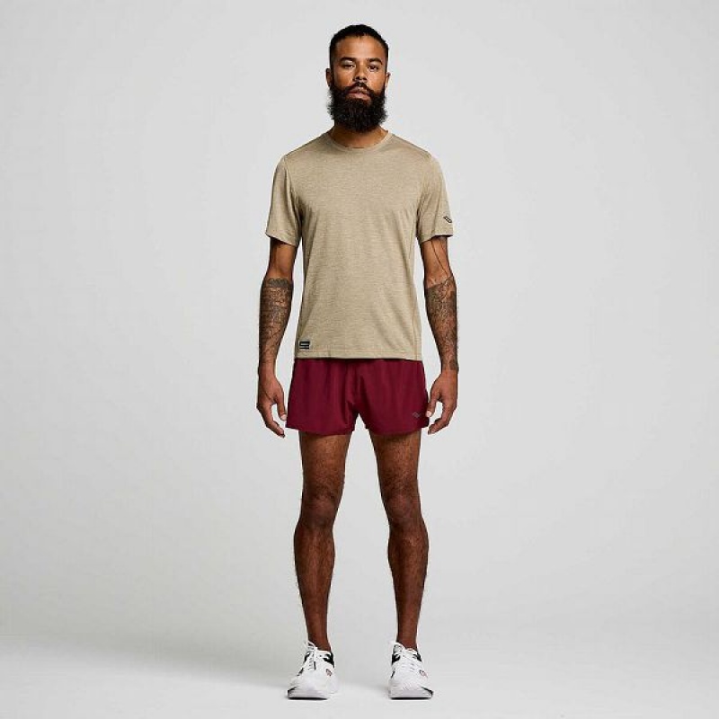 Men's Saucony Stopwatch Short Sleeve T Shirts Coffee | GTQYHMD-71