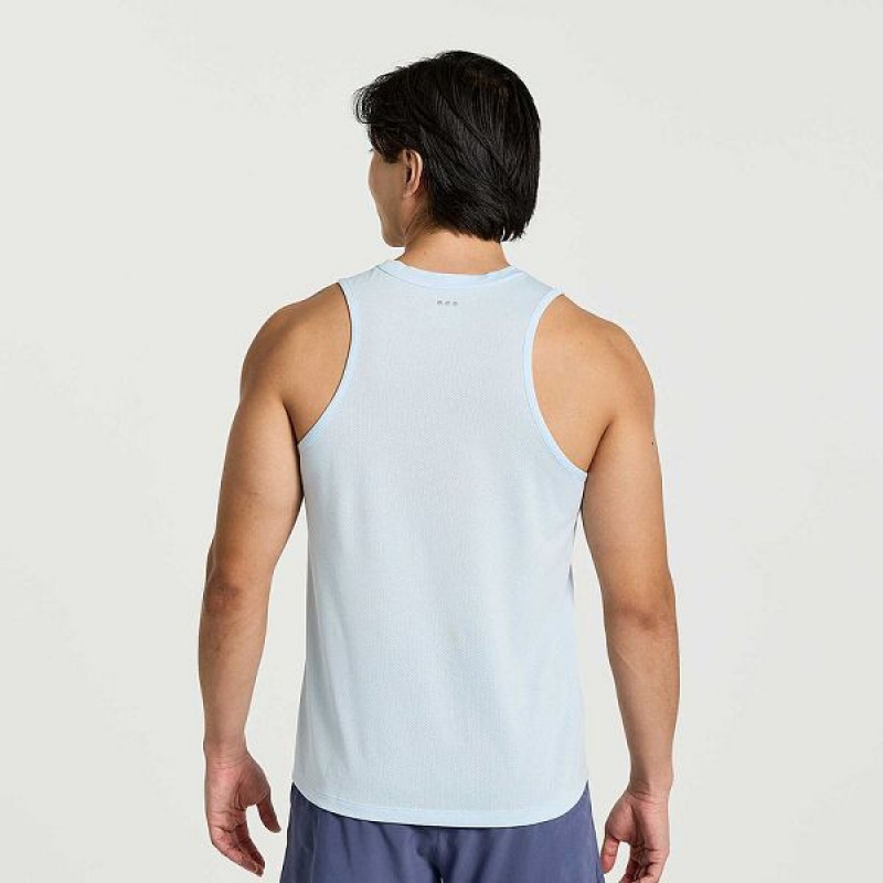 Men's Saucony Stopwatch Singlet Tank Top Blue | ITNYMUW-92