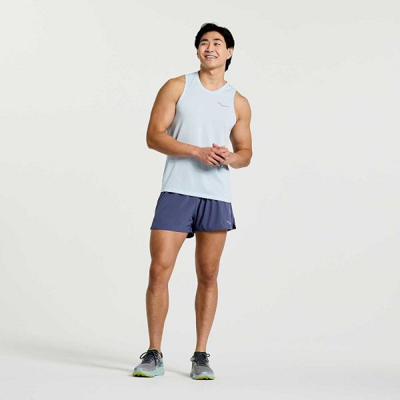 Men's Saucony Stopwatch Singlet Tank Top Blue | ITNYMUW-92