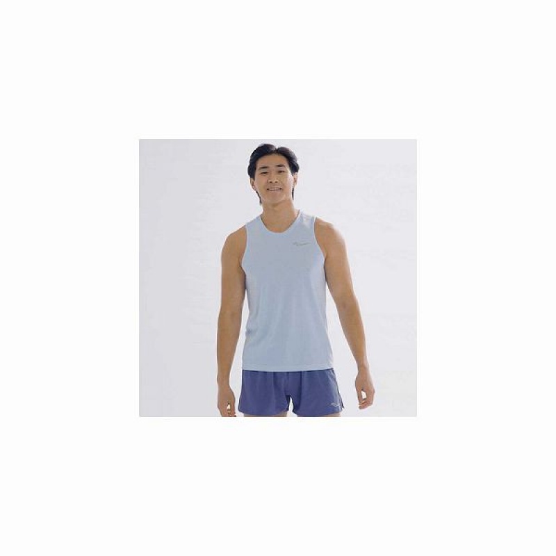 Men's Saucony Stopwatch Singlet Tank Top Blue | ITNYMUW-92