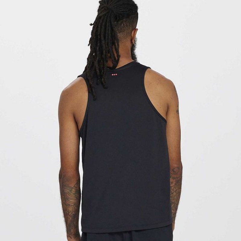 Men's Saucony Stopwatch Singlet Tank Top Black | GNRTSXW-54