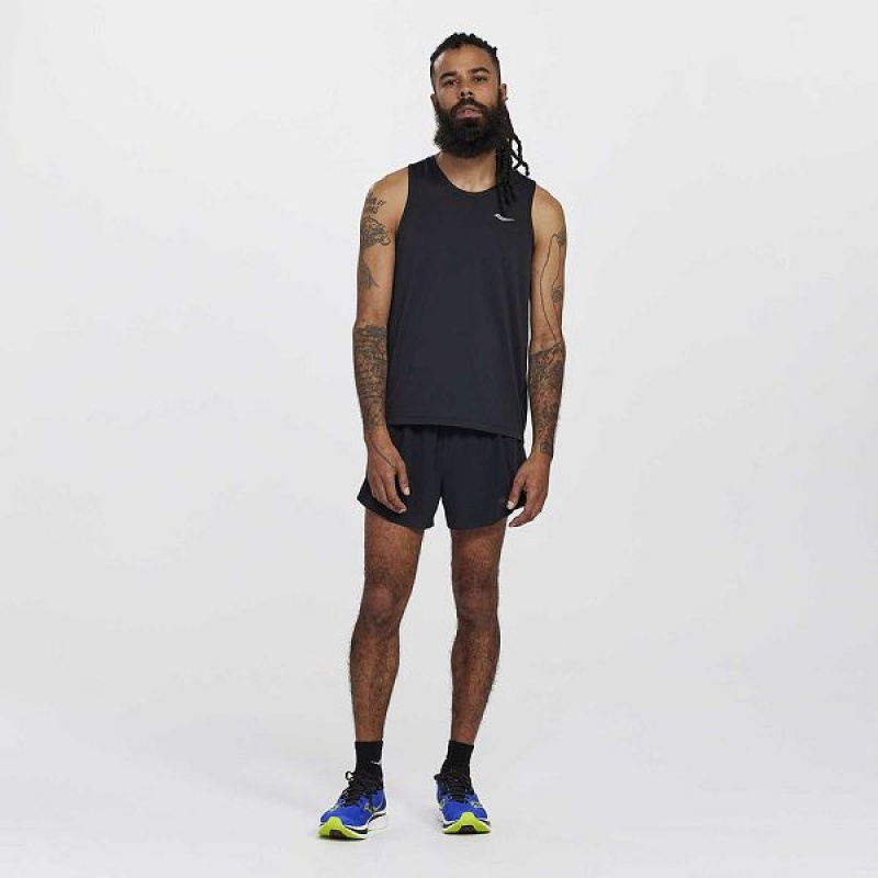 Men's Saucony Stopwatch Singlet Tank Top Black | GNRTSXW-54