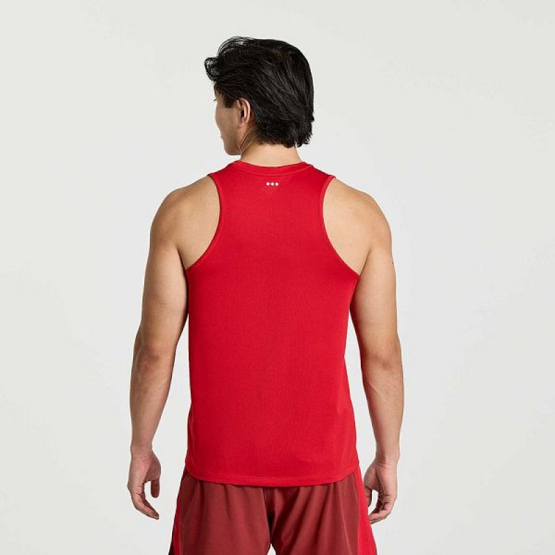 Men's Saucony Stopwatch Singlet Tank Top Red | ROBZGKS-95