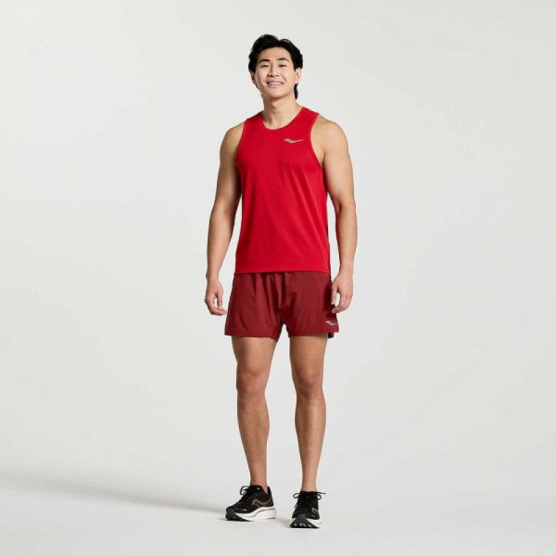 Men's Saucony Stopwatch Singlet Tank Top Red | ROBZGKS-95