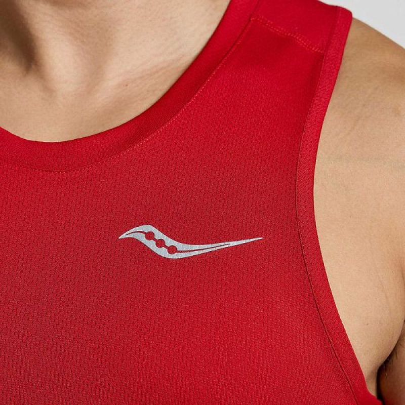 Men's Saucony Stopwatch Singlet Tank Top Red | ROBZGKS-95