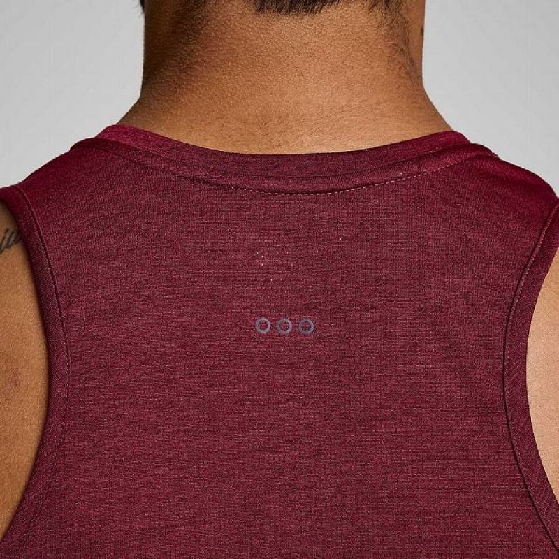 Men's Saucony Stopwatch Singlet Tank Top Red | NYJTLWH-92