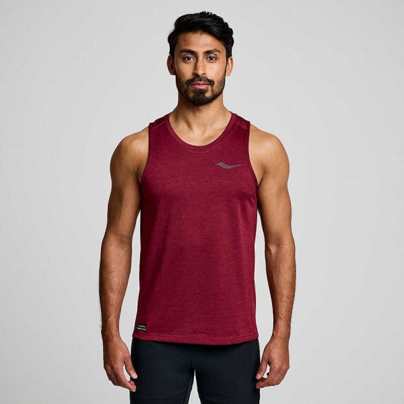 Men\'s Saucony Stopwatch Singlet Tank Top Red | NYJTLWH-92