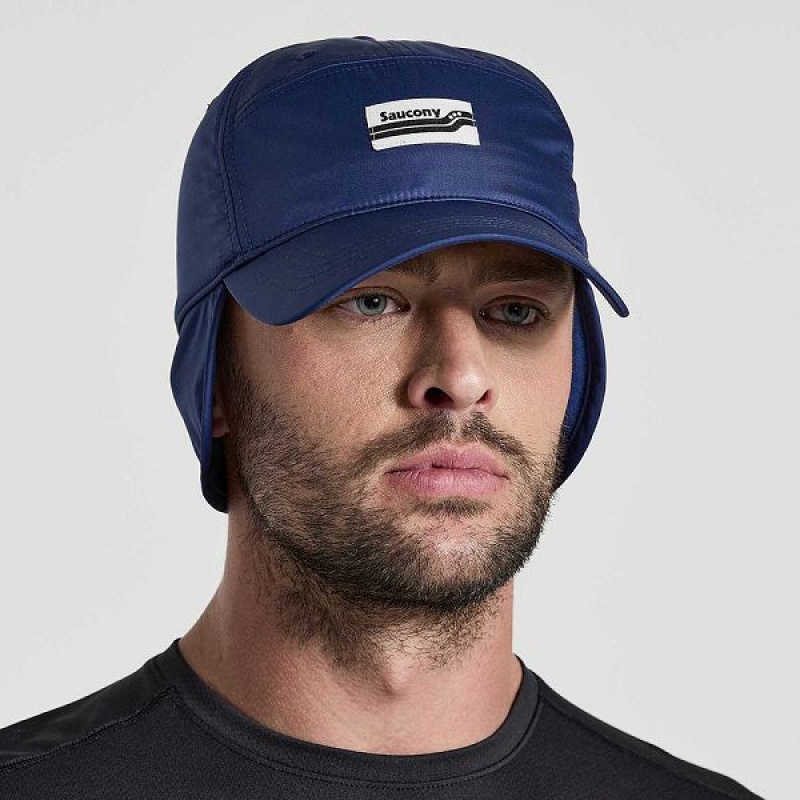 Men\'s Saucony Tech Ear Flap Hats Navy | HRCOVPX-17