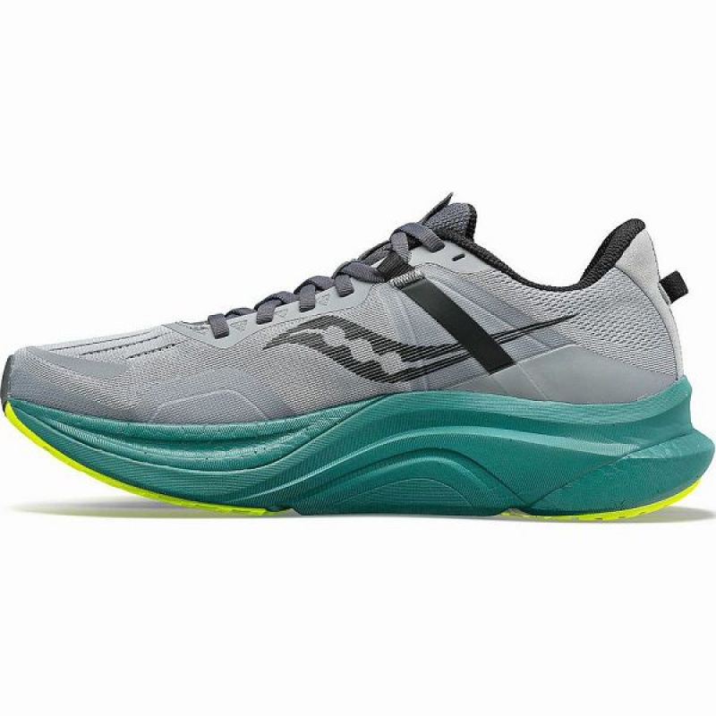 Men's Saucony Tempus Wide Running Shoes Grey / Green | NYFIESD-43