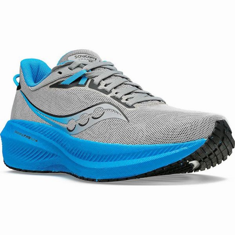 Men's Saucony Triumph 21 Running Shoes Bule Silver | UXEAWHY-52