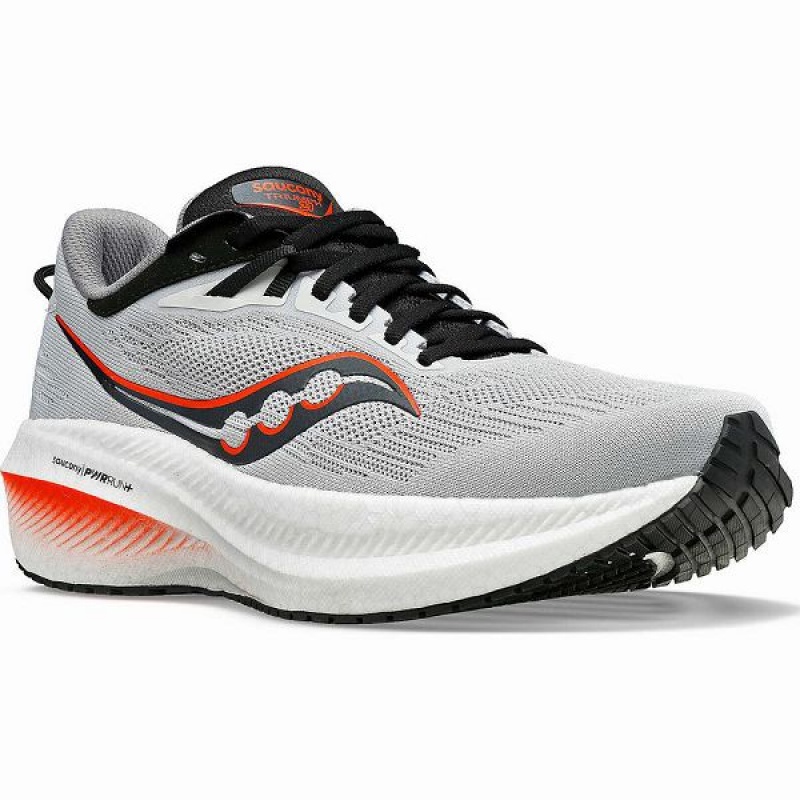 Men's Saucony Triumph 21 Running Shoes Grey / Black | TZLKGPA-46