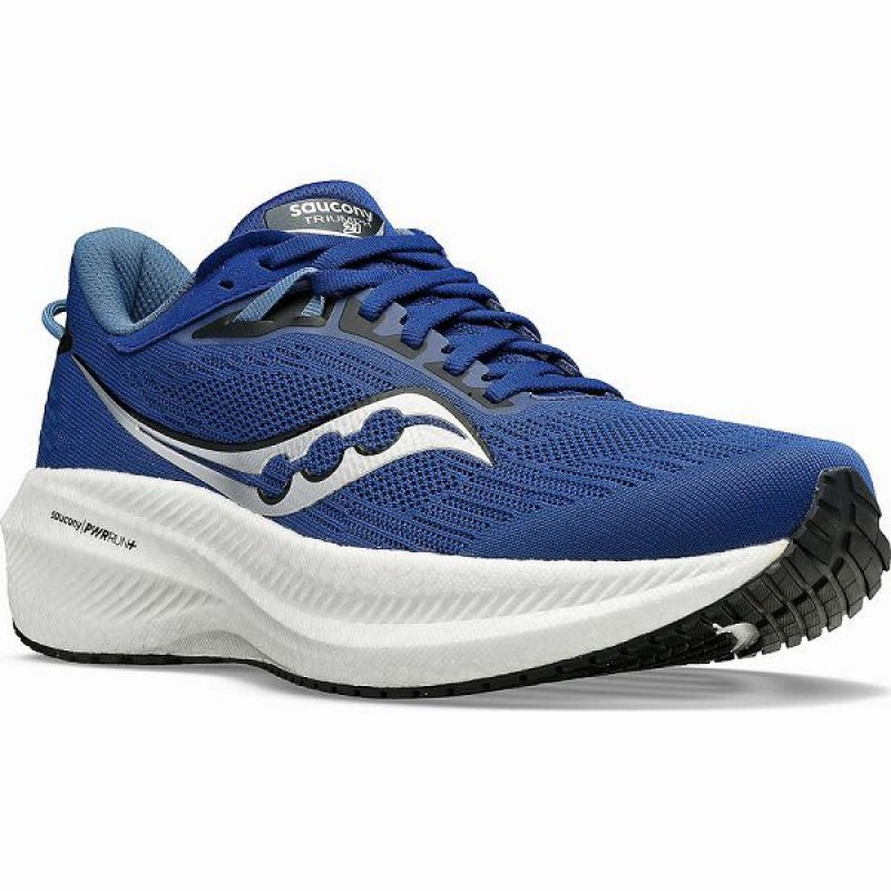 Men's Saucony Triumph 21 Running Shoes Indigo / Black | MYSFRIU-45