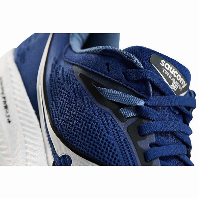 Men's Saucony Triumph 21 Running Shoes Indigo / Black | MYSFRIU-45