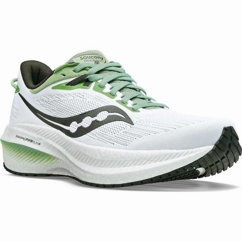 Men's Saucony Triumph 21 Running Shoes White | XTWCQKS-50