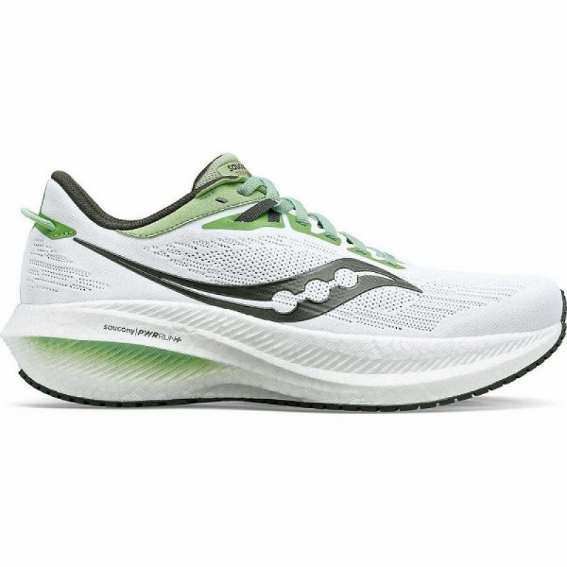 Men\'s Saucony Triumph 21 Running Shoes White | XTWCQKS-50