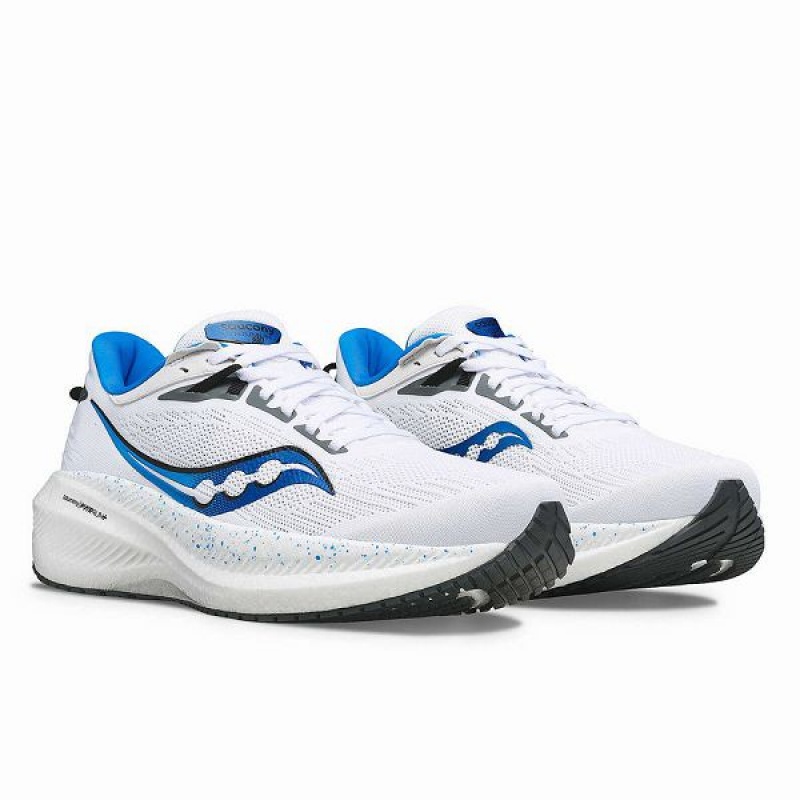 Men's Saucony Triumph 21 Running Shoes White / Deep Blue | UAWYRZL-64