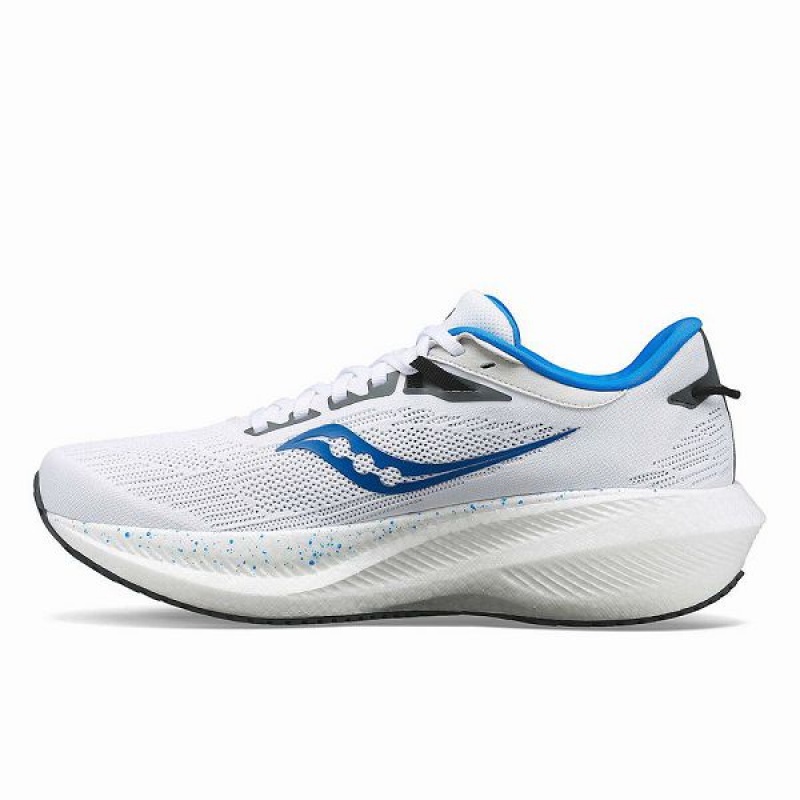 Men's Saucony Triumph 21 Running Shoes White / Deep Blue | UAWYRZL-64