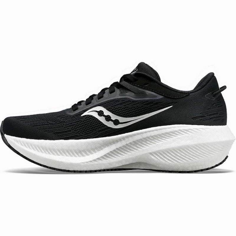 Men's Saucony Triumph 21 Wide Running Shoes Black / White | HTGYFBI-09