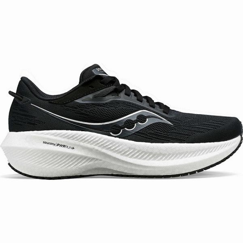 Men\'s Saucony Triumph 21 Wide Running Shoes Black / White | HTGYFBI-09