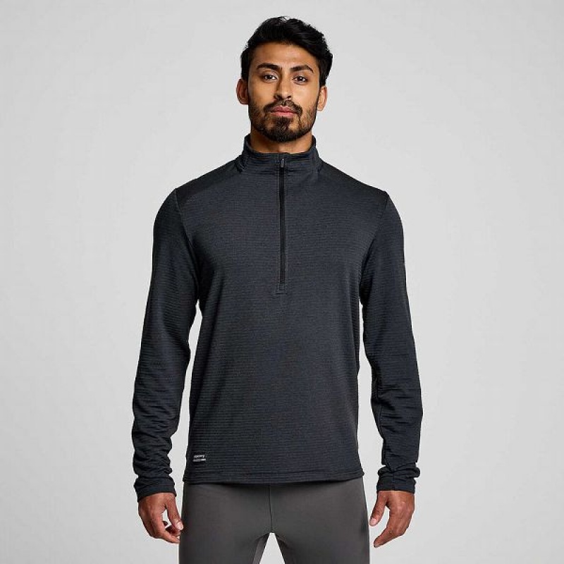 Men\'s Saucony Triumph 3D 1/2 Zip Tops Black | QSIGDEC-45