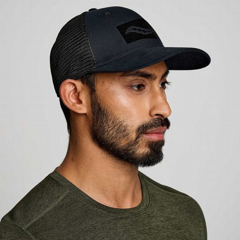 Men\'s Saucony Trucker Hats Black | QIPHXWM-70