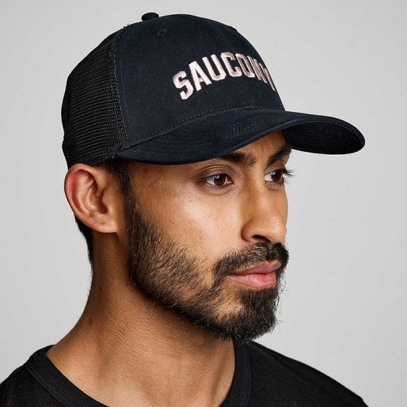 Men\'s Saucony Trucker Hats Black | ULVRNDW-64