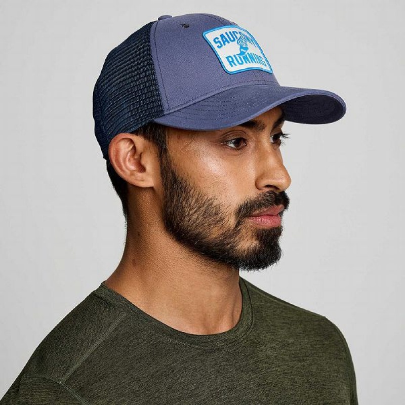 Men\'s Saucony Trucker Hats Blue | RKPCMHN-37