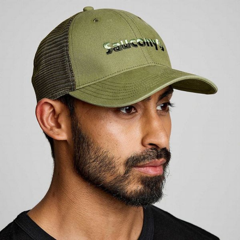 Men\'s Saucony Trucker Hats Khaki | AXIJUEF-82