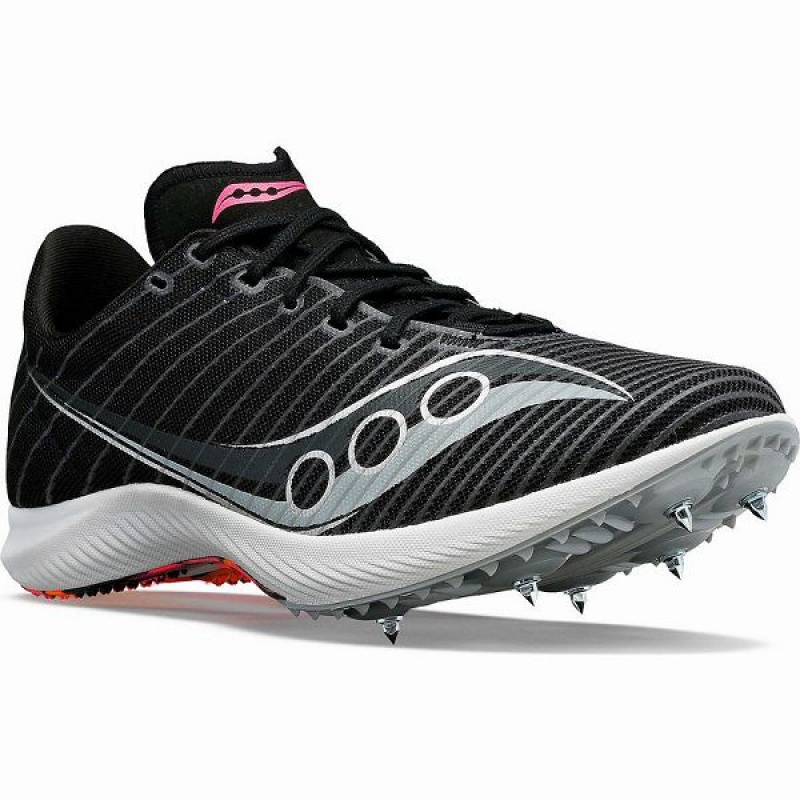 Men's Saucony Velocity MP Spikes Shoes Black | PQELTRU-18