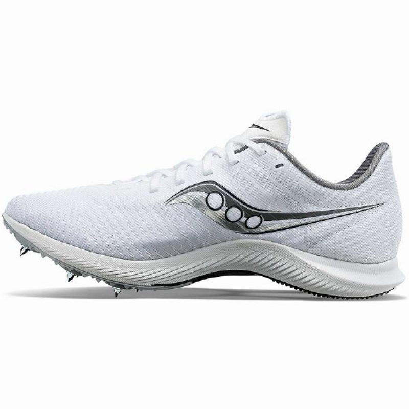 Men's Saucony Velocity MP Spikes Shoes White / Silver | OIQATJU-54