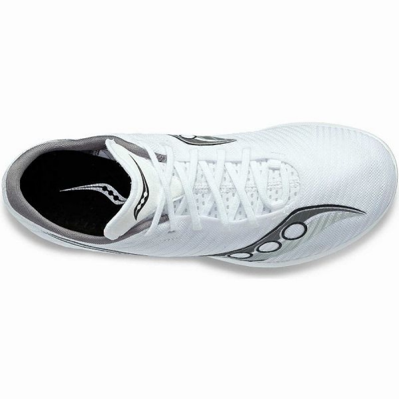 Men's Saucony Velocity MP Spikes Shoes White / Silver | OIQATJU-54