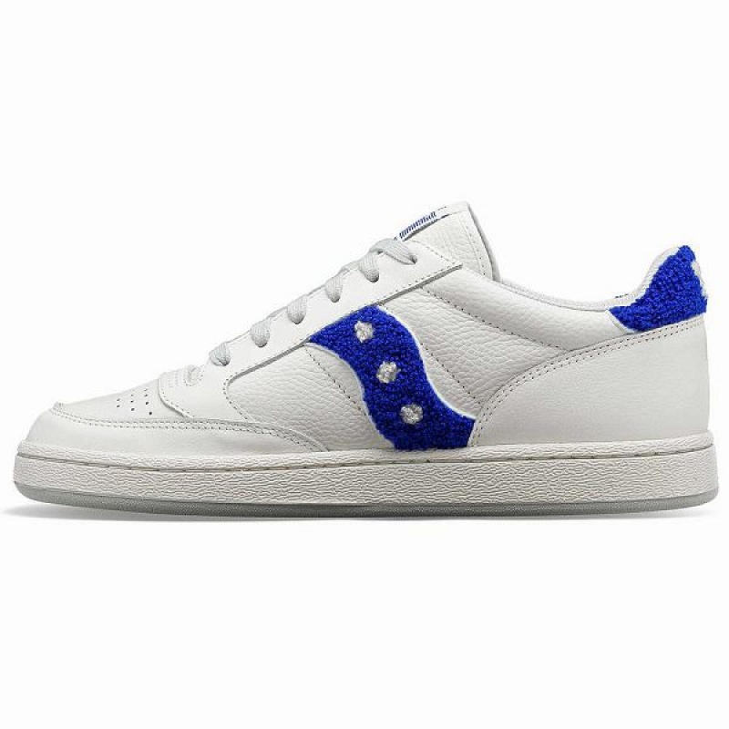 Men's Saucony X Maybe Tomorrow Jazz Court Varsity Sneakers White / Blue | OFRNJMU-28