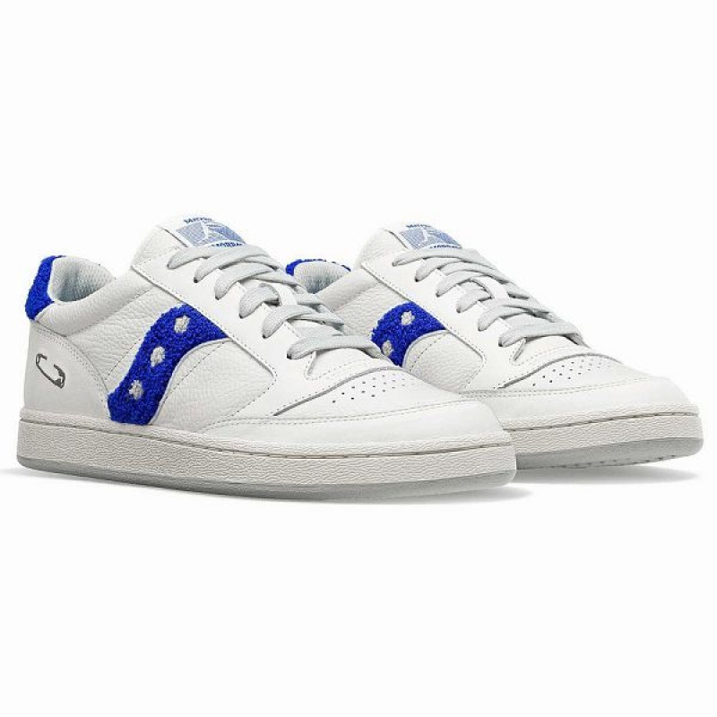 Men's Saucony X Maybe Tomorrow Jazz Court Varsity Sneakers White / Blue | OFRNJMU-28