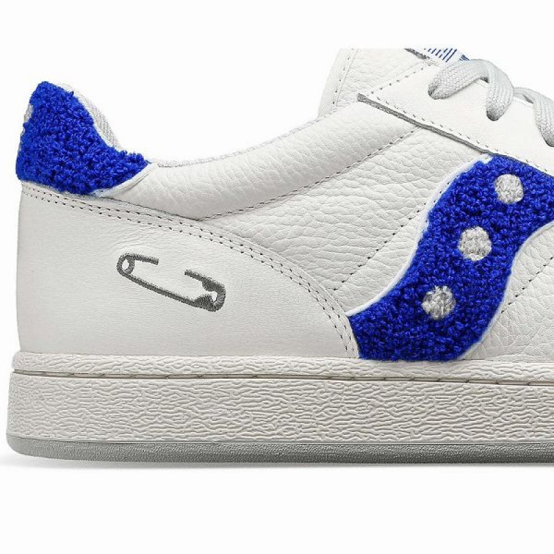 Men's Saucony X Maybe Tomorrow Jazz Court Varsity Sneakers White / Blue | OFRNJMU-28