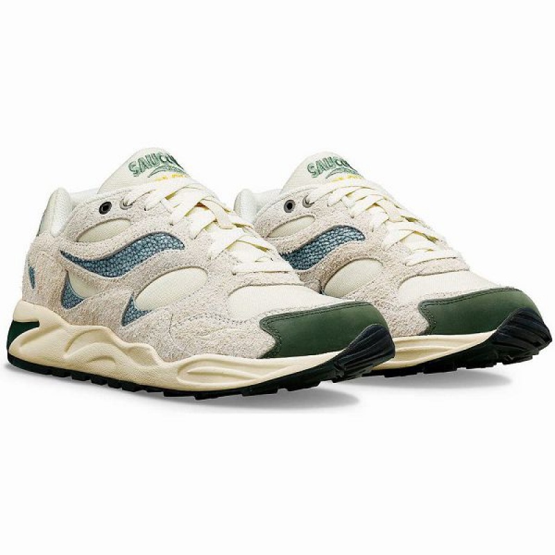 Men's Saucony x Colour Plus Grid Shadow 2 Sneakers Beige / Green | SABEHIR-08