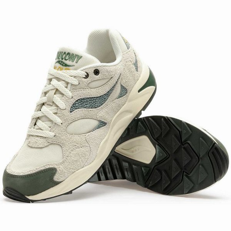 Men's Saucony x Colour Plus Grid Shadow 2 Sneakers Beige / Green | SABEHIR-08