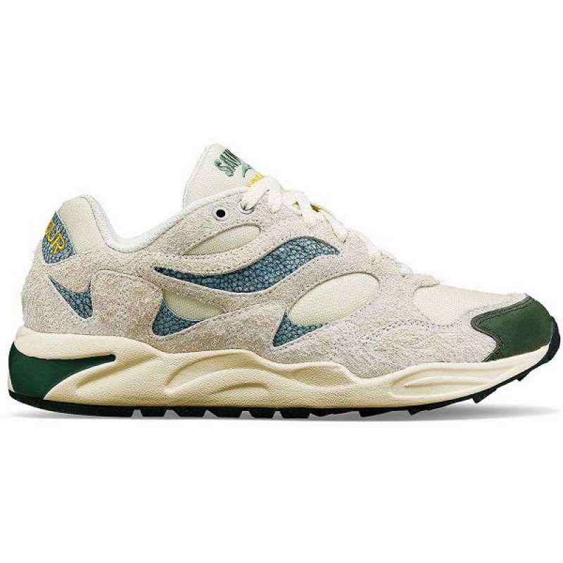 Men\'s Saucony x Colour Plus Grid Shadow 2 Sneakers Beige / Green | SABEHIR-08