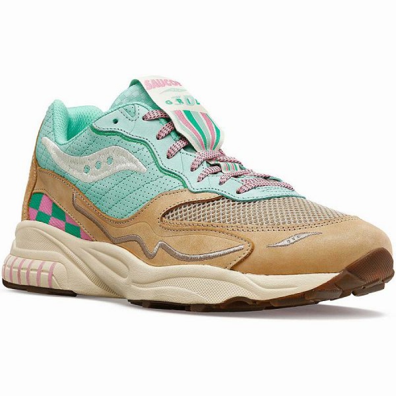 Women's Saucony 3D Grid Hurricane Earth Citizen Sneakers Turquoise / Grey | ARBLVMP-86