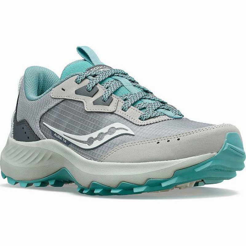 Women's Saucony Aura TR Running Shoes Grey / Turquoise | PYUEWFV-69