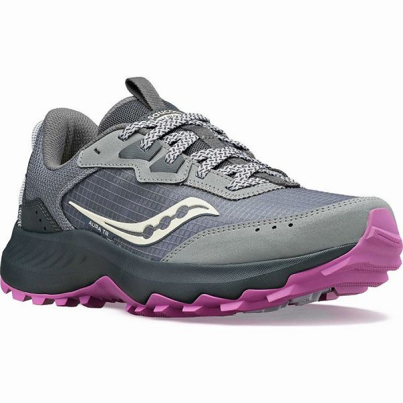 Women's Saucony Aura TR Running Shoes Grey / Purple | SLRGBUV-06