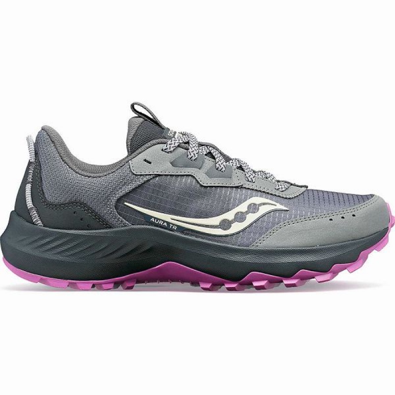 Women\'s Saucony Aura TR Running Shoes Grey / Purple | SLRGBUV-06