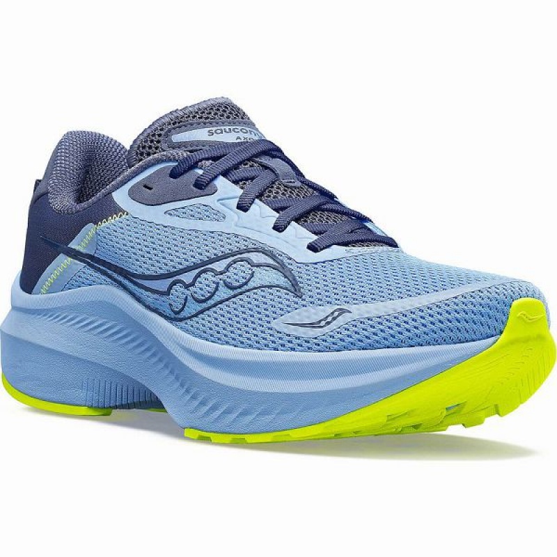 Women's Saucony Axon 3 Running Shoes Blue / Yellow | WHASZDX-83