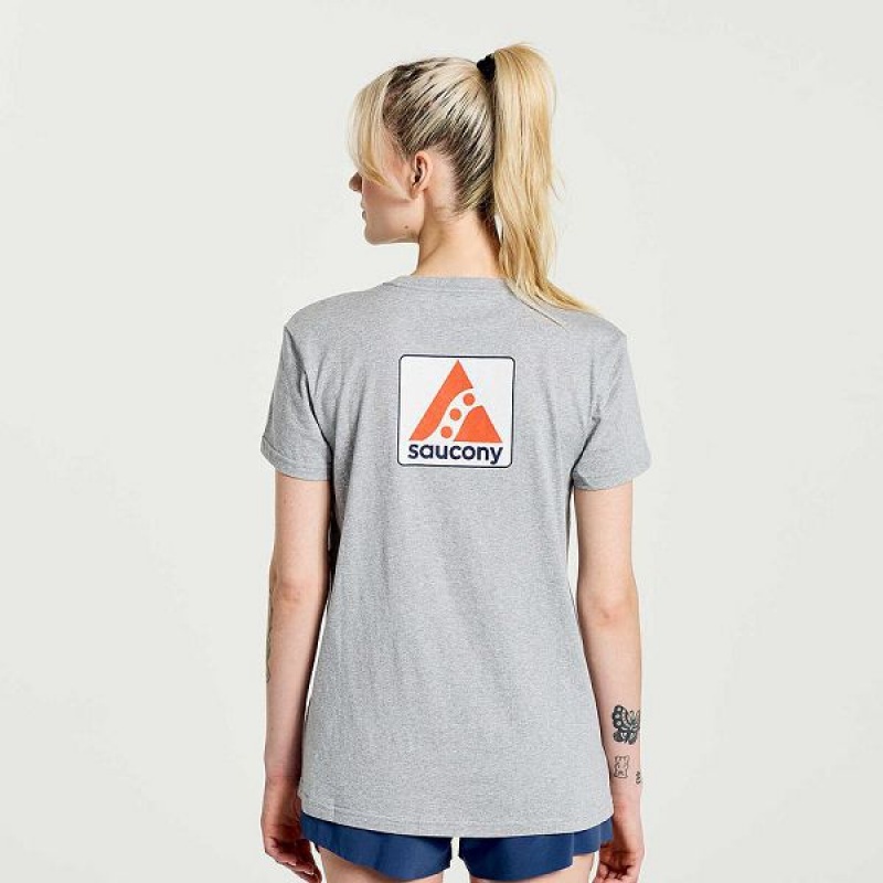 Women's Saucony Boston Rested T Shirts Grey | XWQUAGE-46