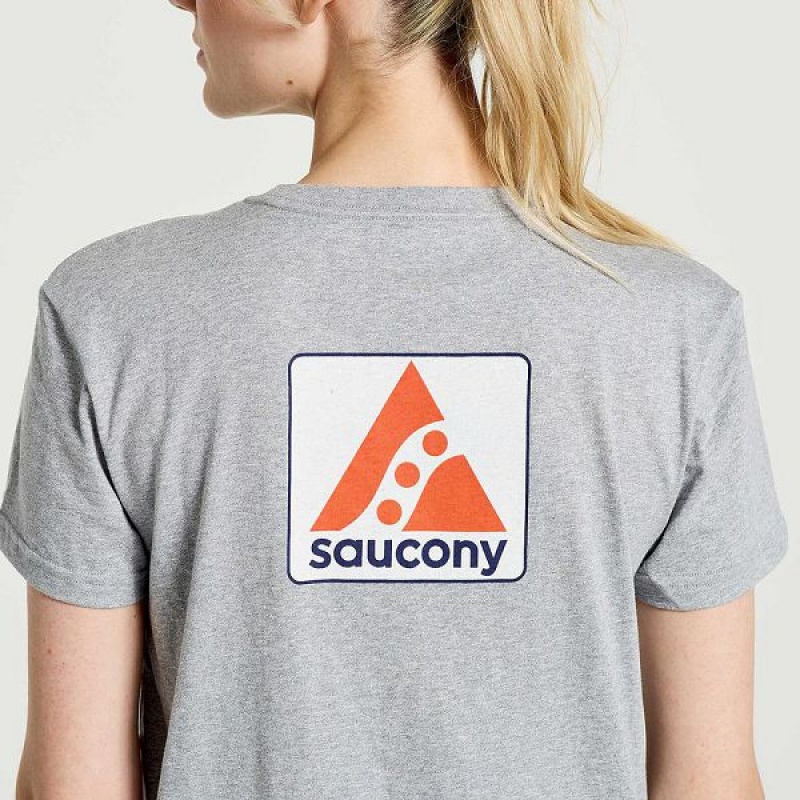 Women's Saucony Boston Rested T Shirts Grey | XWQUAGE-46