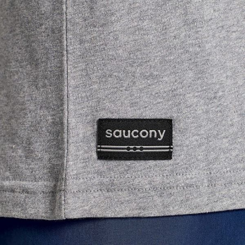 Women's Saucony Boston Rested T Shirts Grey | XWQUAGE-46