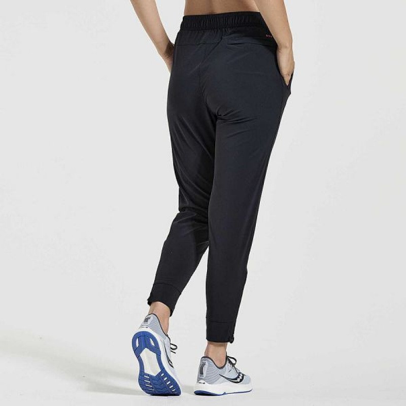 Women's Saucony Boston Woven Pants Black | HENJSQR-01