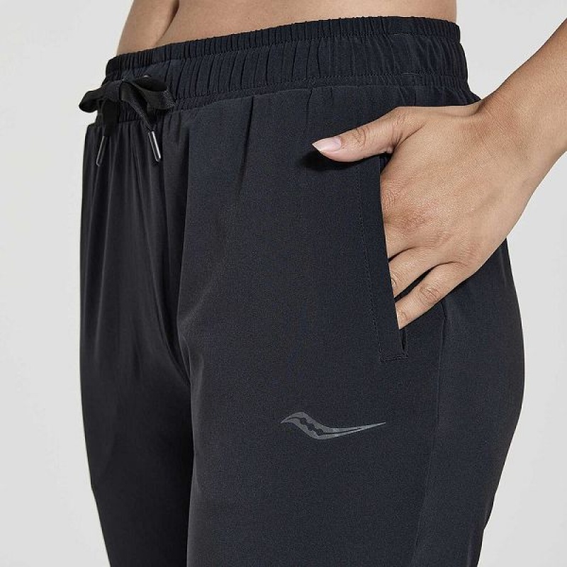 Women's Saucony Boston Woven Pants Black | HENJSQR-01