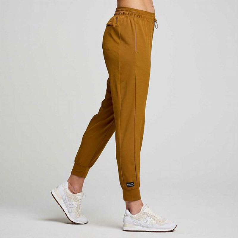 Women's Saucony Boston Woven Pants Brown | BJUFALT-58