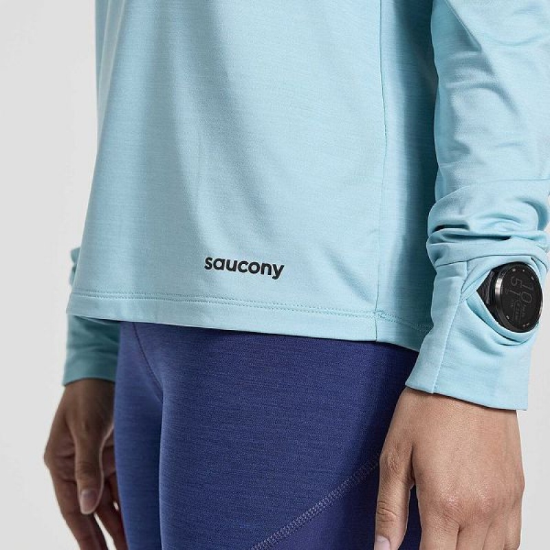 Women's Saucony Boulder Baselayer Tops Blue | IAYPKGS-65